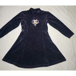 Looney Tunes Tweety and Sylvester Black Velour Long Sleeve Dress Kids Size Med